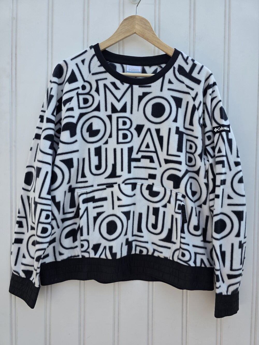 Columbia Exploration Fleece Crewneck Pullover Sweater Black White Womens XL